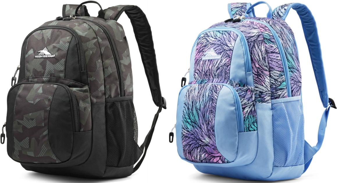 shattered camo backpack and feathered backpack