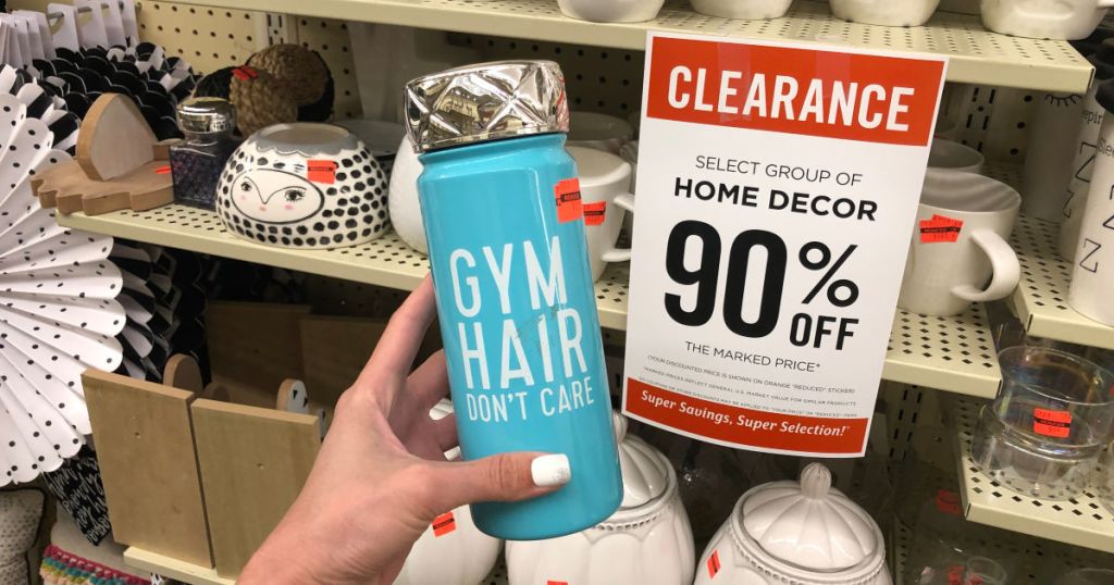 Hobby Lobby 90% off Sign with bottle saying gym hair dont care
