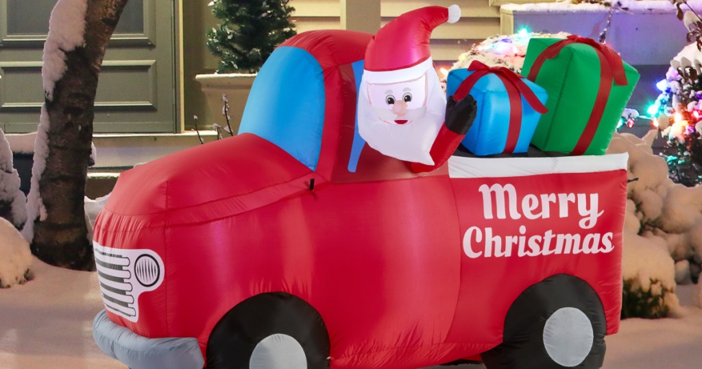 Holiday Time Airflowz™ 5.5 ft. Inflatable Santa in Red Truck Quick & Easy Set-Up