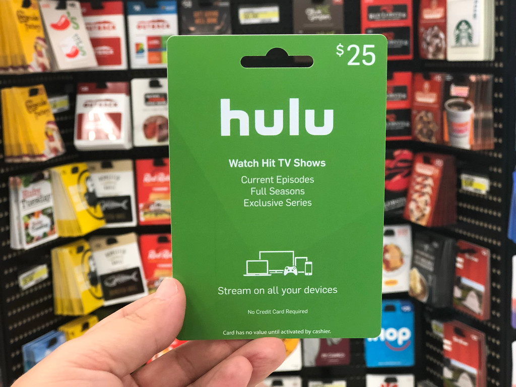 Hulu Gift Card being held by a man's hand