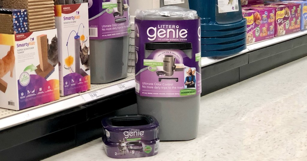 Litter Genie Pail and Refill on aisle floor at Target