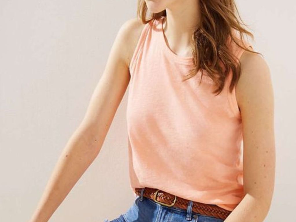 pink SEAMED SHIRTTAIL TANK