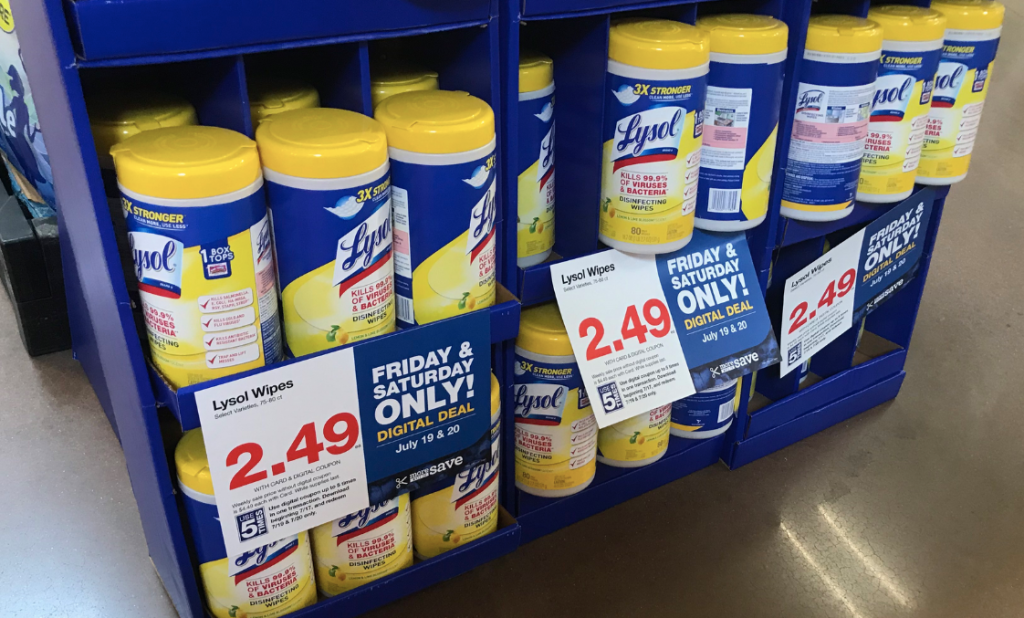 Lysol Wipes on display in Kroger