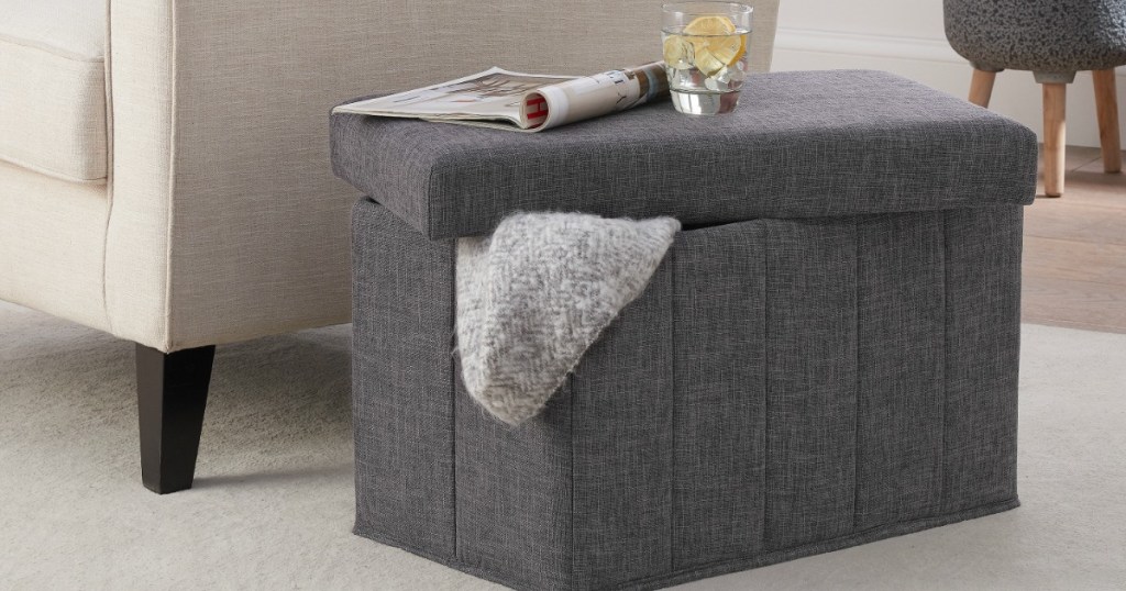 Mainstays Ottoman in a living room next to a chair