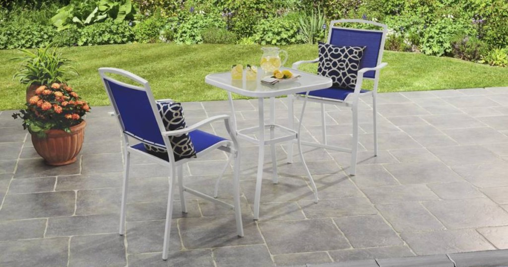 mainstays blue bistro outdoor patio set