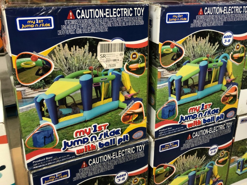 box of big jumping blow up inflatable for kids in store