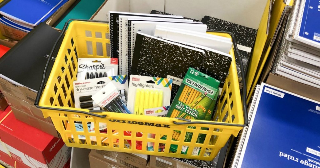 Office Depot Basket filled with school supplies