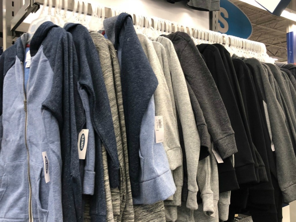 Old Navy Kids Fleece Sweaters on rack in store