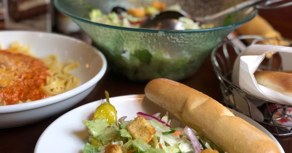 Olive garden pasta and salad