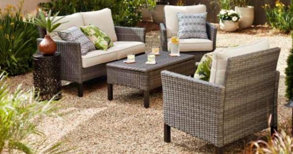 hamptom bay paloma lake 4 piece aluminum seating patio set