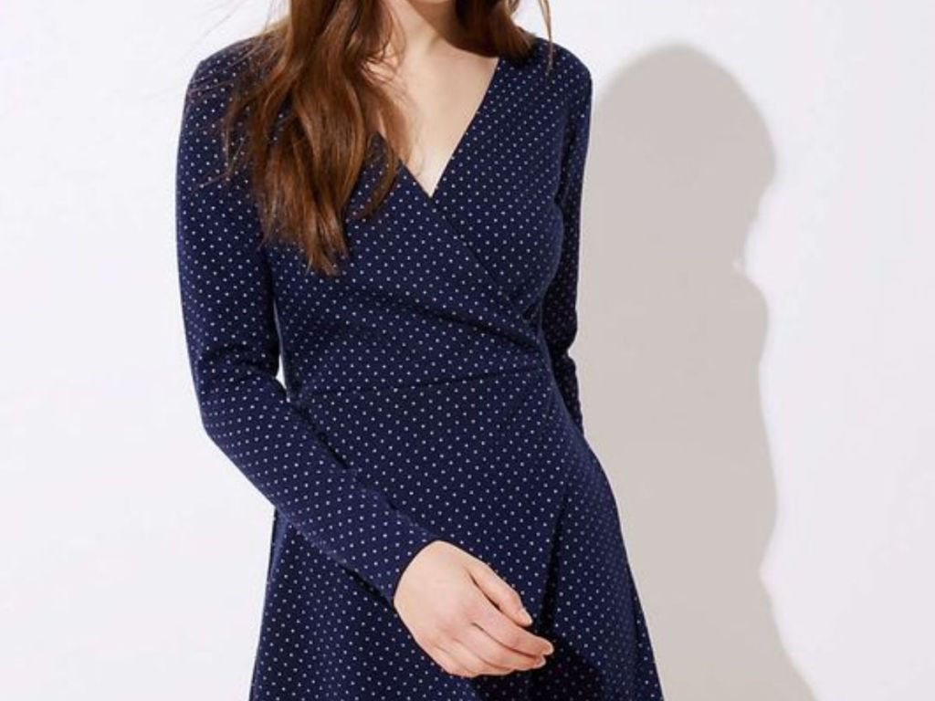 Petite Geo Jacquard Knit Wrap Dress