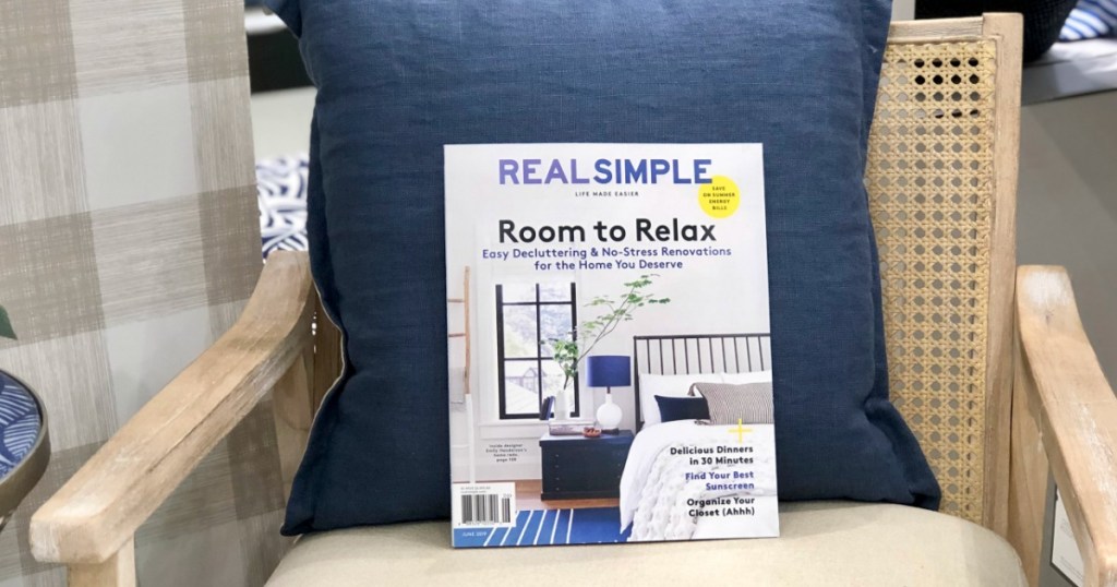 Real Simple magazine on chair 