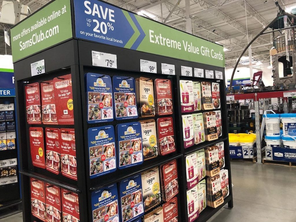 Sam's Club gift card wall in store