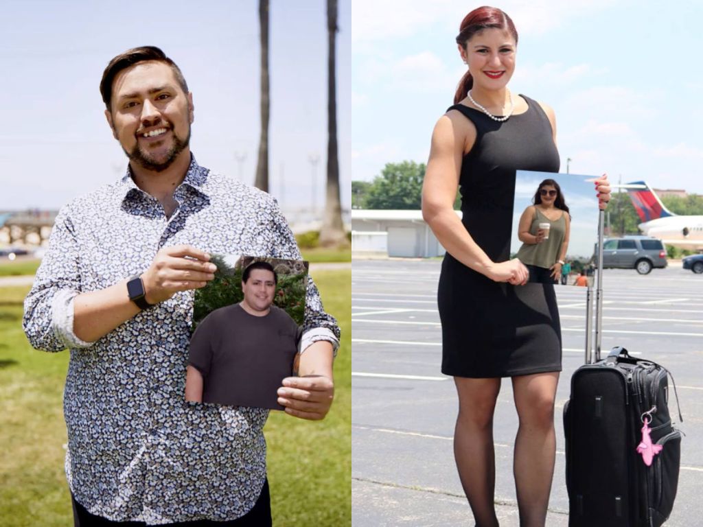 Weight Watchers transformation shots of woman and man