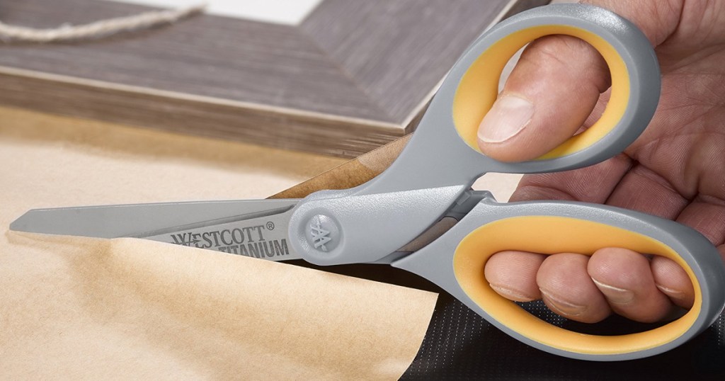 Westcott 13901 8" Straight Titanium Bonded Scissors, Gray/Yellow, 2 Per Pack