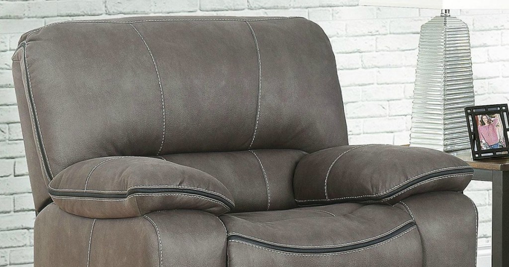 grey recliner in living room
