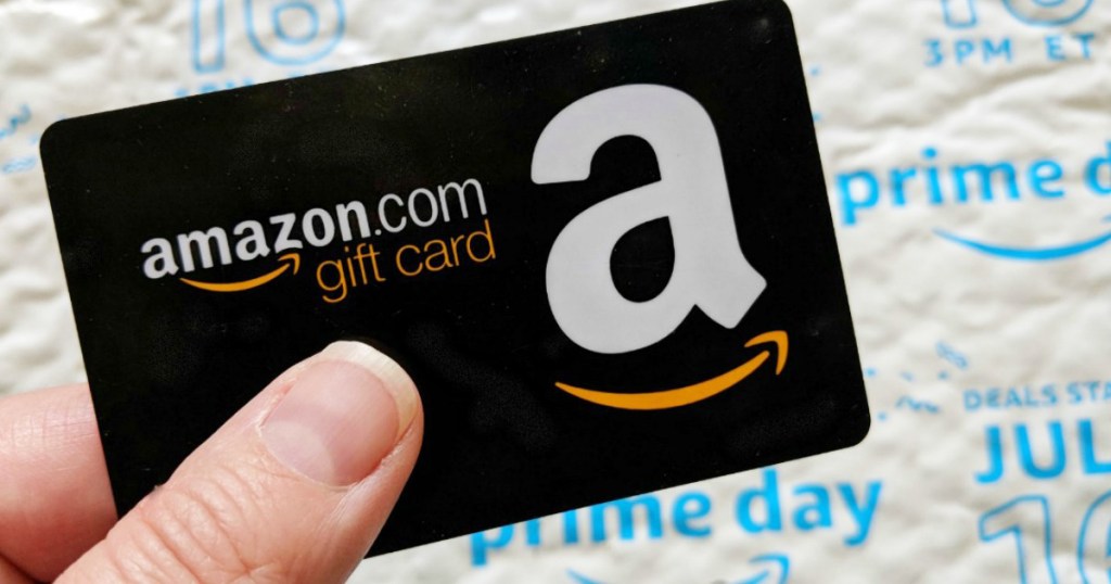 amazon gift card in front of prime day package