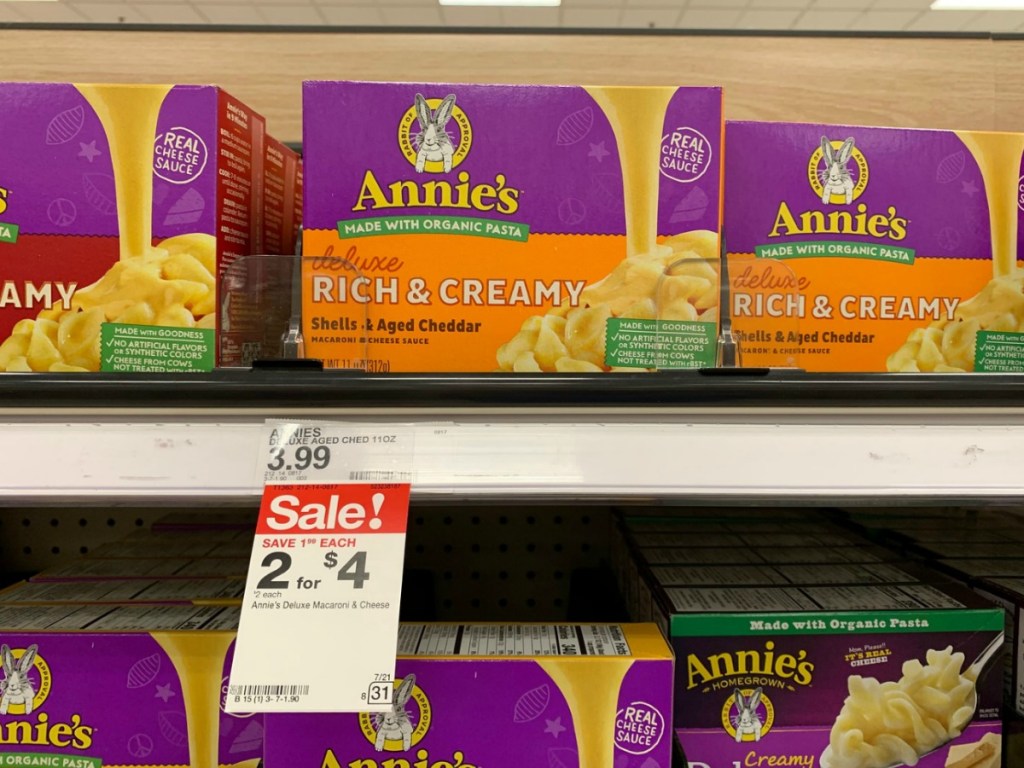 store display with boxes of food