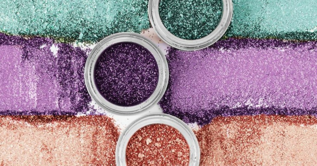 colorful make up that glitters and is open and spilled