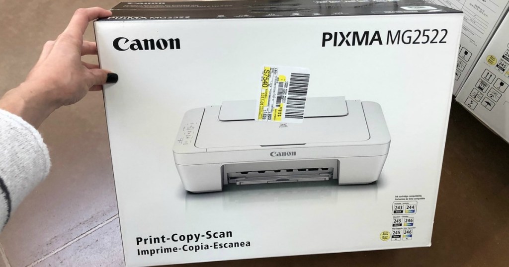 hand wiht Canon Pixma MG2522 All-In-One Color Printer box