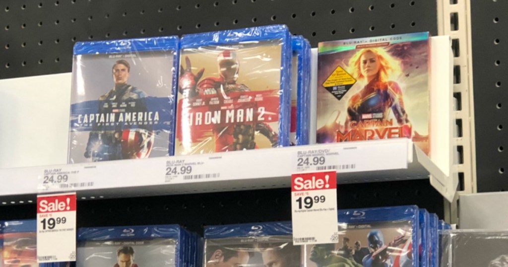 captain marvel blu-ray and other movies on target shelf