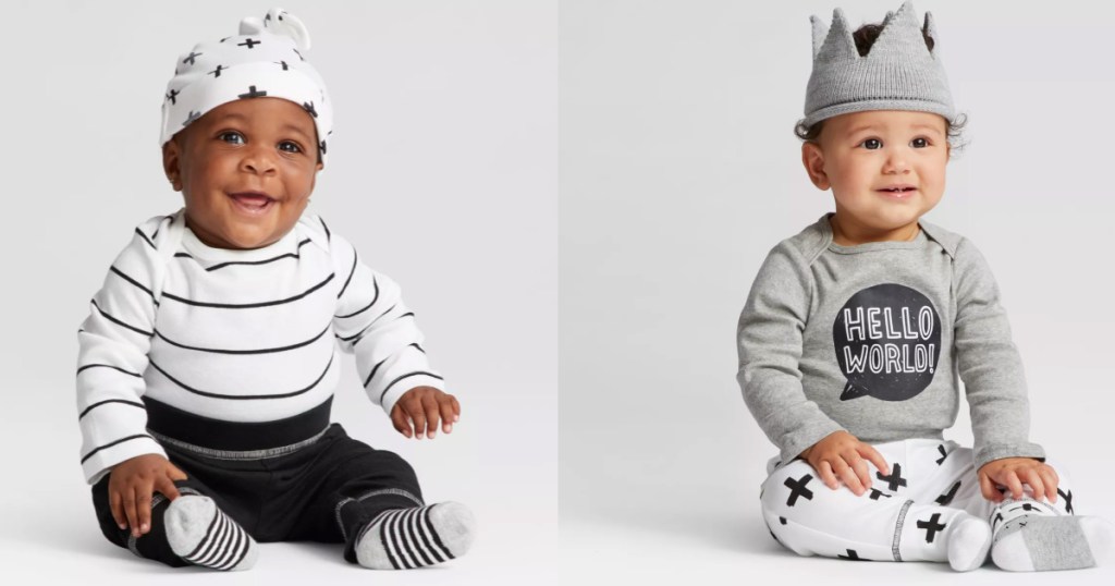 babies wearing cloud island outfits