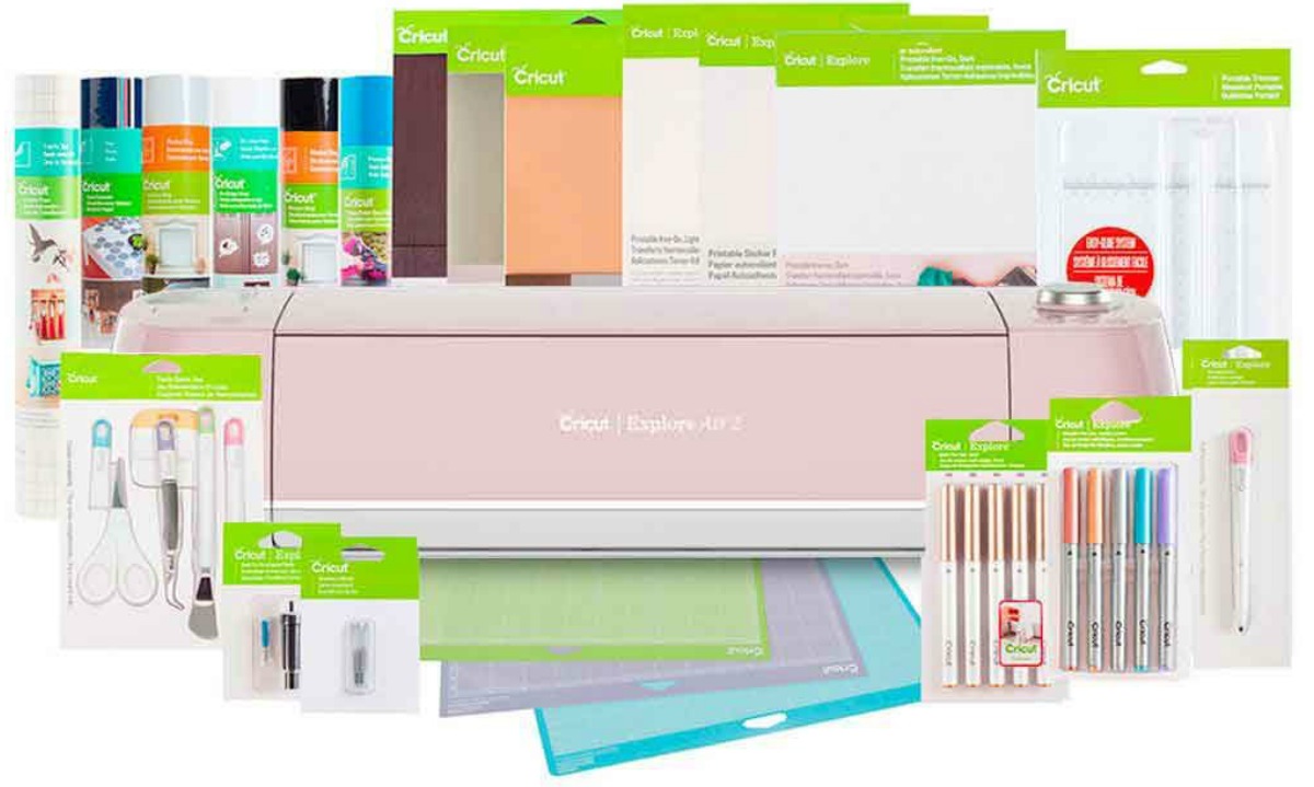 variety of card making supplies around machine
