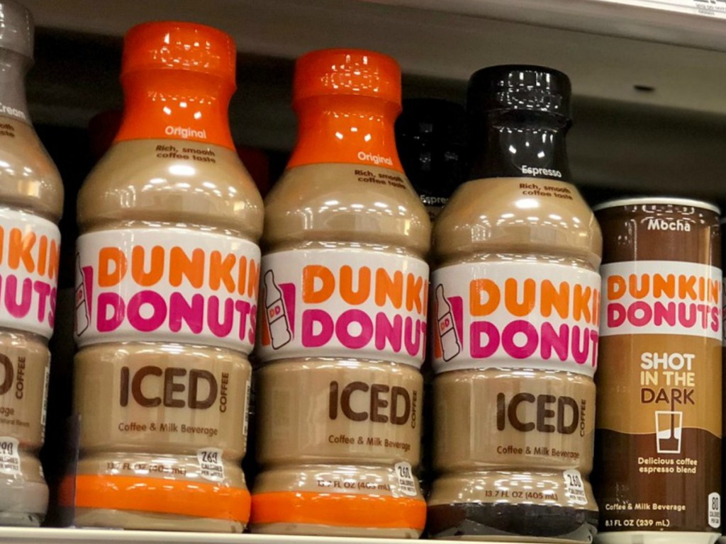bottles of iced coffee sitting on store shelf