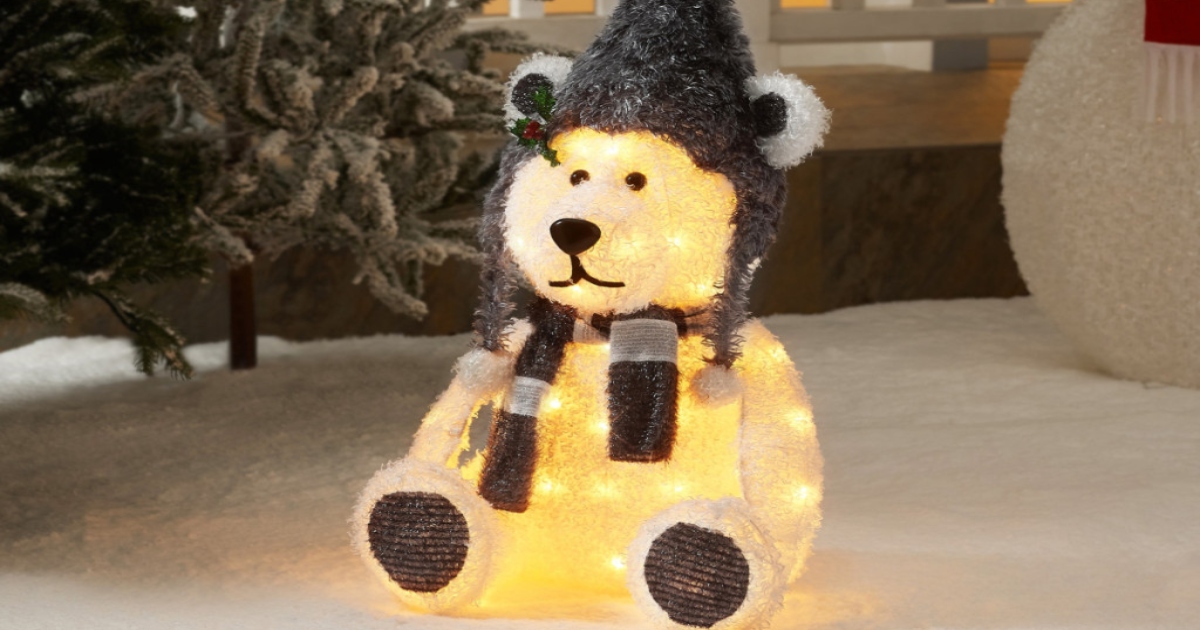 Holiday Time Light up fluffy outdoor bear