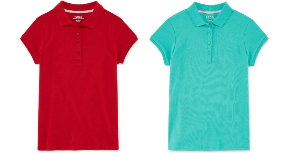 red and teal polo shirts