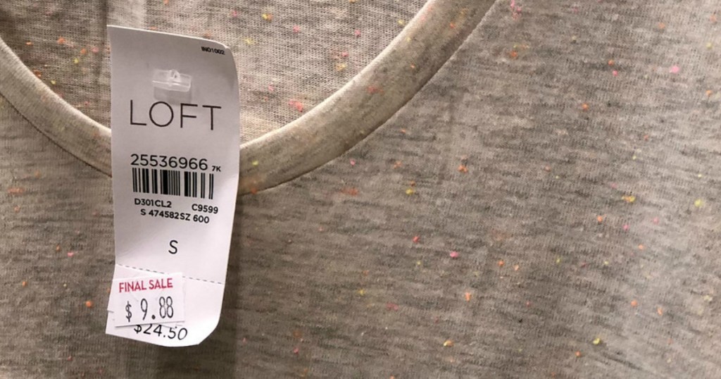 sale tag hanging on shirt