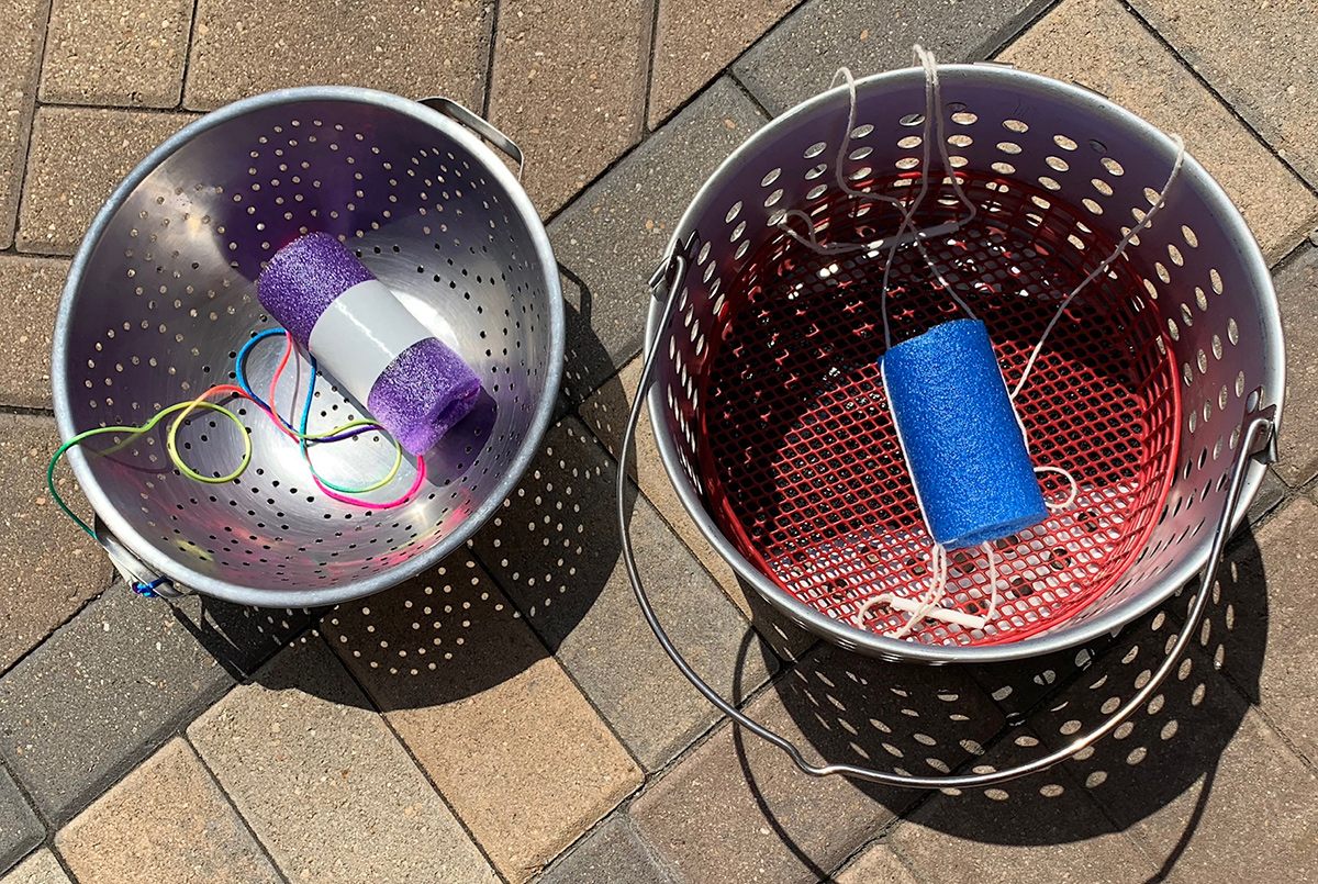 colanders and bucket for sifting