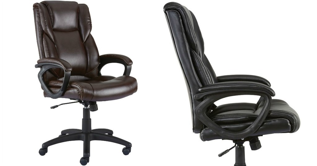 brown office chair next to black office chair