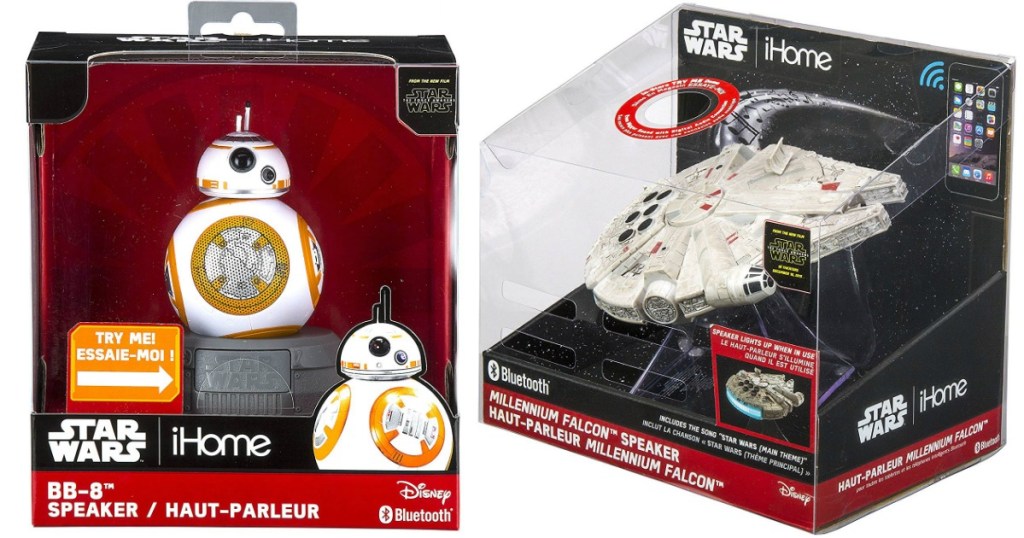 two star wars toys in boxes on white background