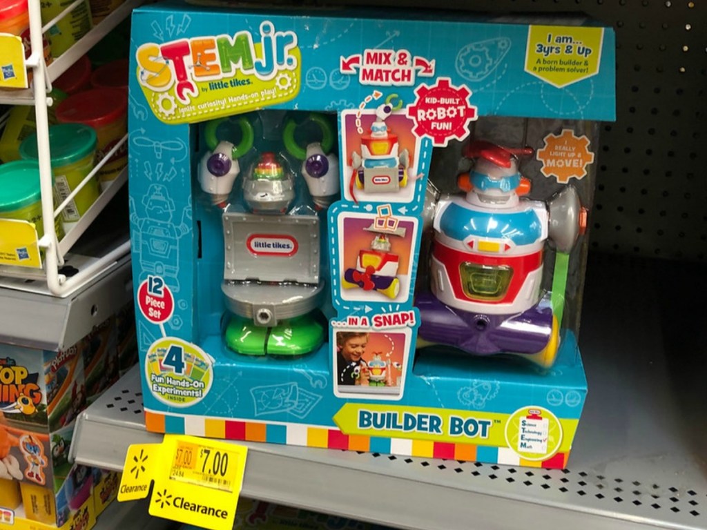 robot toy in package on store shelf