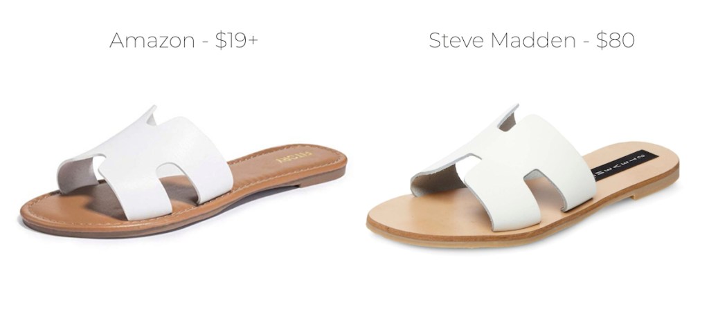 white cut out sandals amazon and steve madden comparison