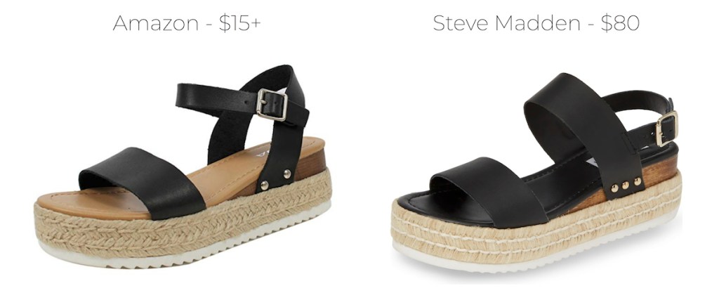 amazon and steve madden price comparison on black sandals