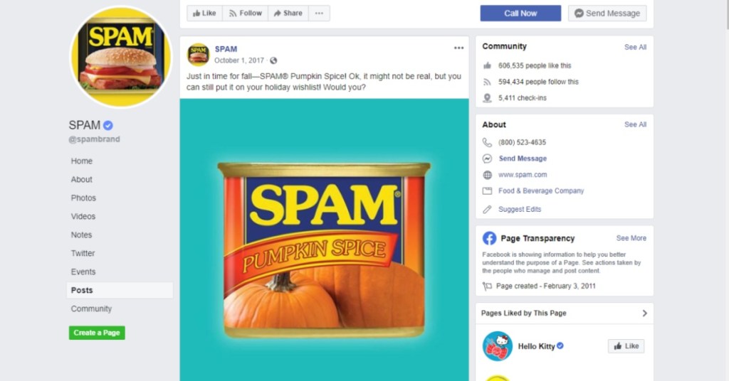 Pumpkin Spice SPAM on Facebook