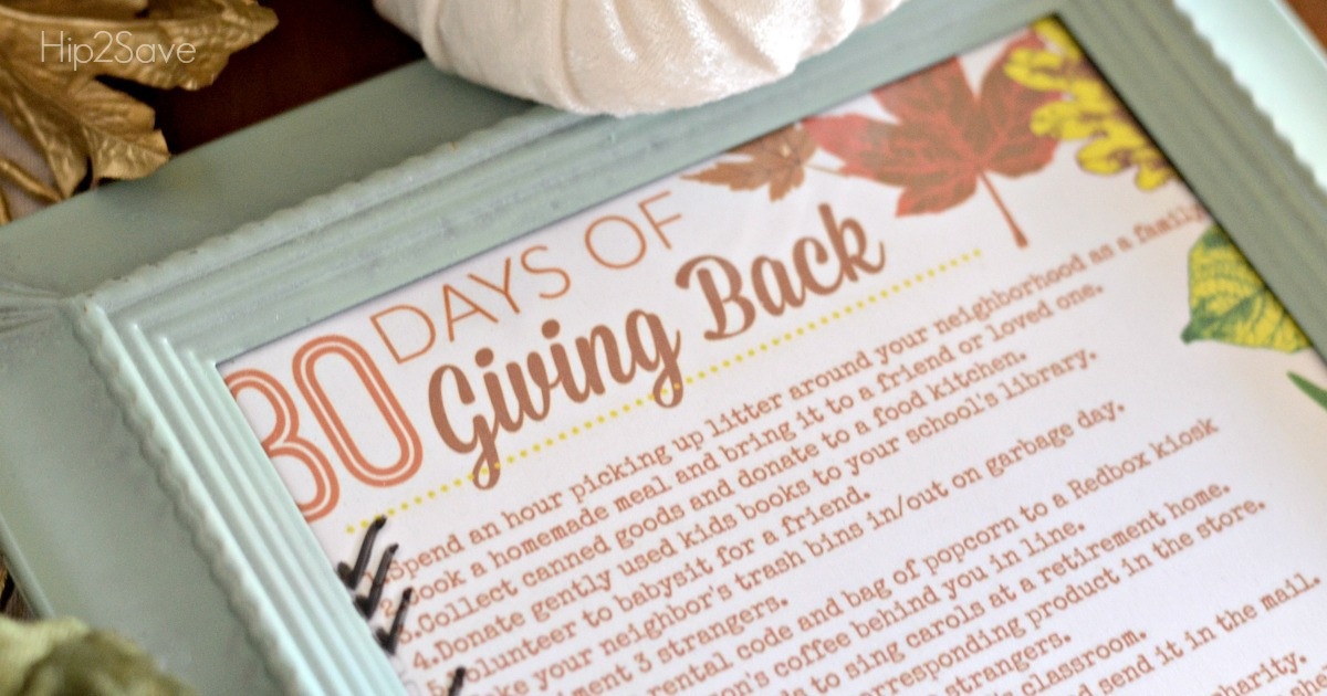 30 days of giving back printable in frame