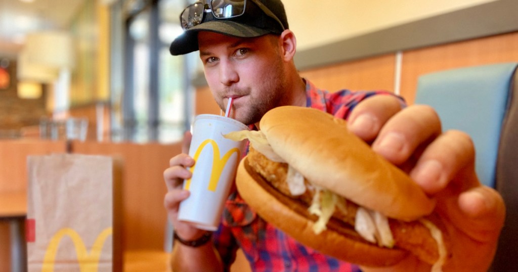 Stetson with McDonalds chicken sandwich