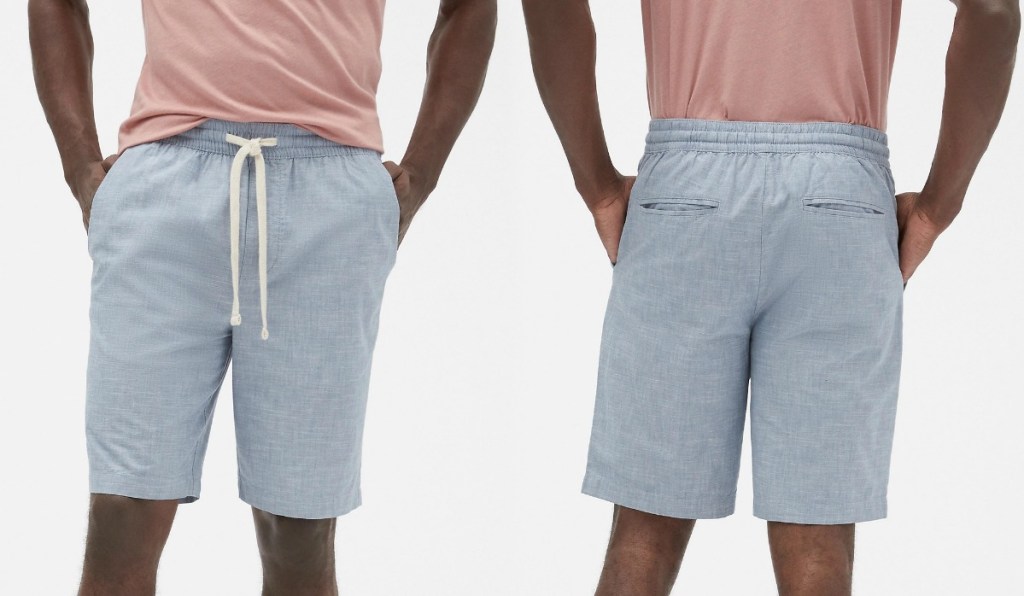 Gray men's shorts in front and back view