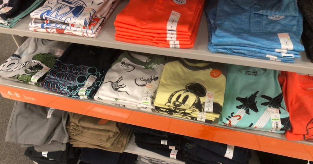 boys jumping beans clothing on shelf at store