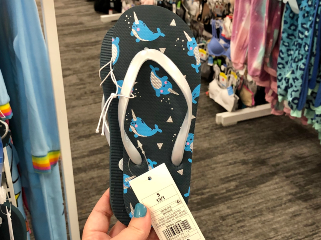 Cat & Jack Girls' Mari Narwhal Flip Flop Sandals