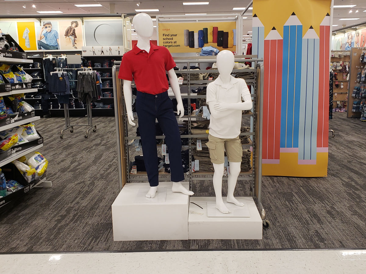 mannequins wearing Cat & Jack uniform on display