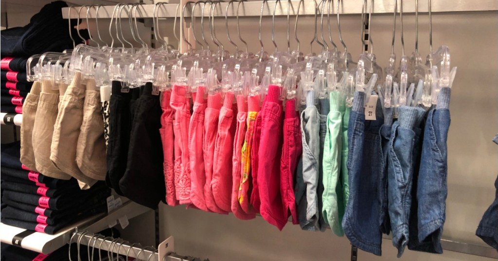 rack of kids shirts at childrens place