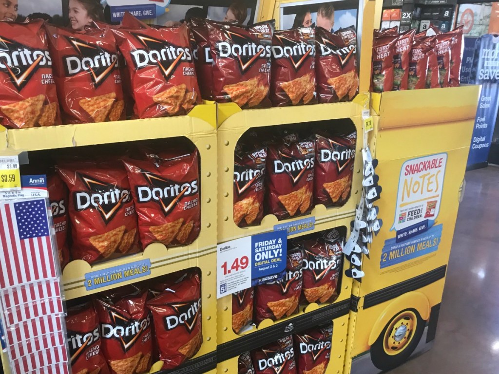 Dorito Chips in display that looks like bus at Kroger