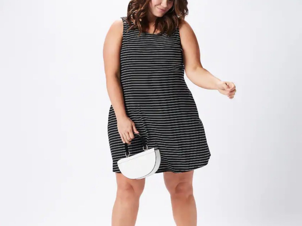 Woman wearing EVRI Plus Little Black Dress