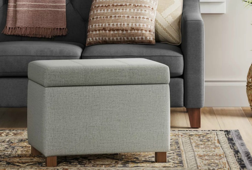 Threshold Gray storage ottoman