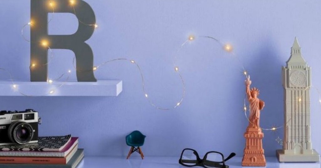 bedroom with fairy lights