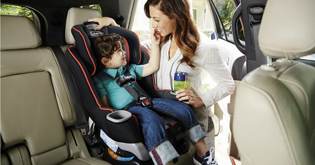 Graco Extend2Fit with large child sitting in it